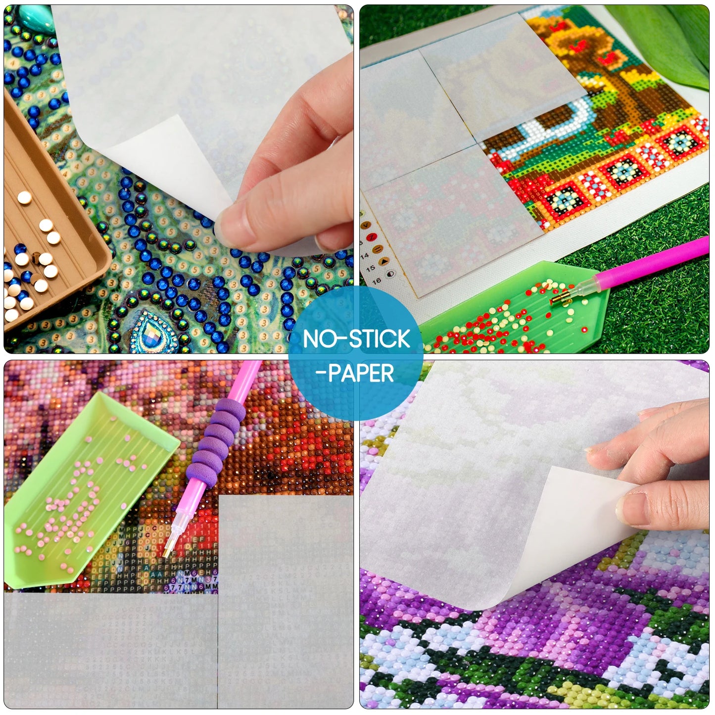 220 Sheets Diamond Painting Paper – Double-Sided Non-Stick Cover Replacement for 5D Diamond Painting Accessories