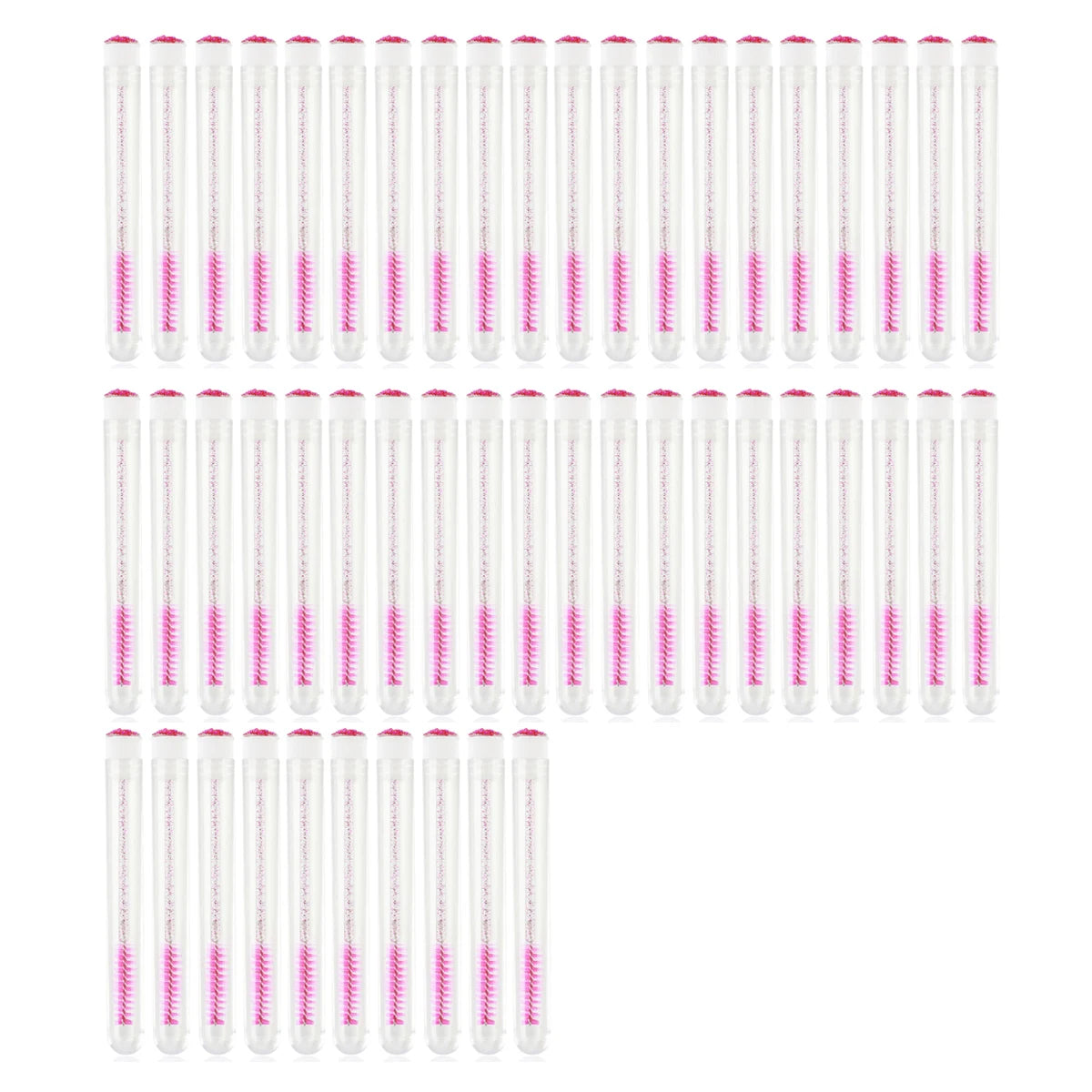 50PCS Eyelash and Eyebrow Brushes with Storage Tubes - Reusable Mascara Wands and Applicators for Lash Extensions and Makeup Care