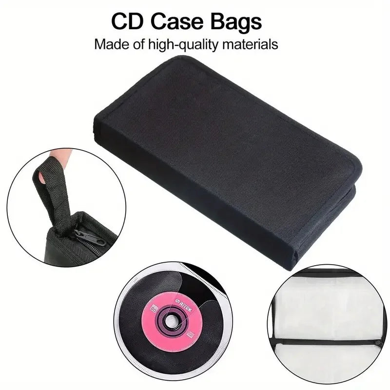 80-Disc Oxford Cloth CD Case Organizer – Portable Storage Holder for Car, Home & Travel Disc Protection Bag