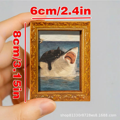 Funny Cat Shark Fridge Magnet - Retro Decorative Refrigerator Magnet for Kitchen, Office & Gifts