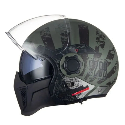 CYRIL OP12A Open-Face Motorcycle Helmet - Double-Lens Modular Retro Helmet for Men and Women, DOT and ECE Certified