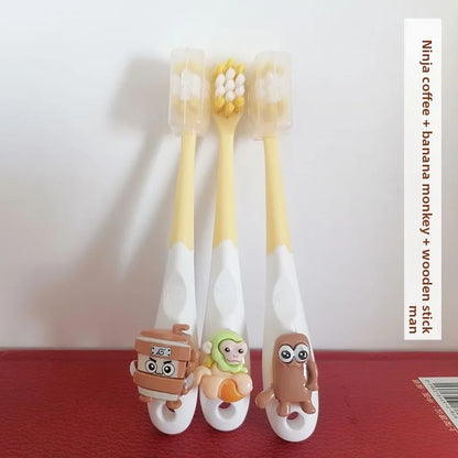 3PCS Italian Brainrot Tung Kids Toothbrushes — Soft Bristle Anime Cartoon Toothbrush for Children Ages 2-12