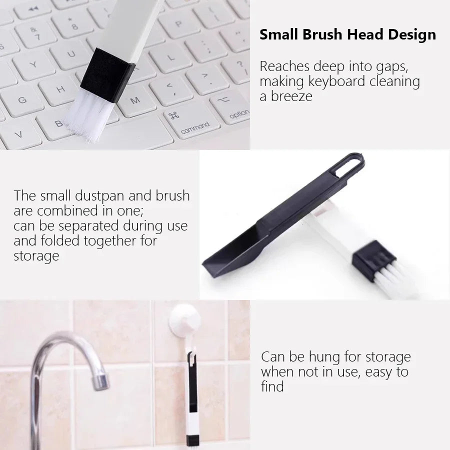 2-in-1 Multifunctional Cleaning Brush - Portable Window Track, Door Groove, Keyboard, and Dust Cleaning Tool