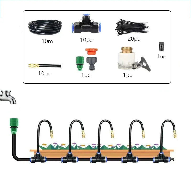 5-20M Automatic Garden Irrigation Kit – Universal Rotating Copper Nozzle Sprinkler for Balcony & Lawn Watering