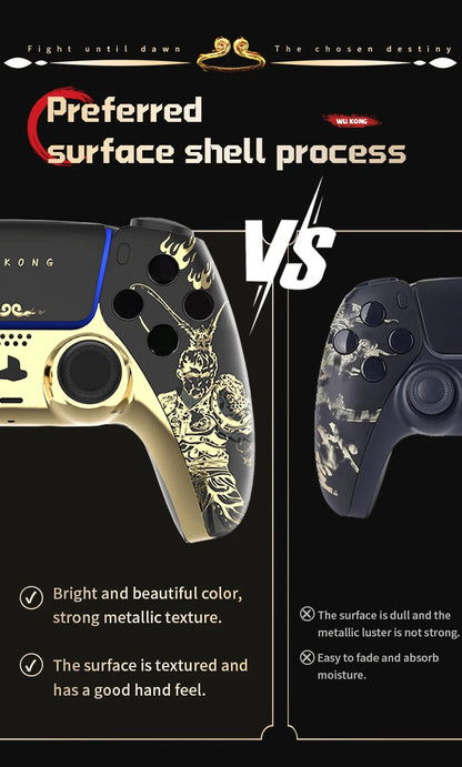 PS5 Controller Case — Limited Edition Gold Wukong Touchpad Front & Backplate Replacement Cover for BDM-010 Gamepad