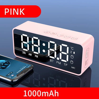 Bluetooth Alarm Clock Speaker - Portable FM Radio Wireless Music Speaker with Subwoofer