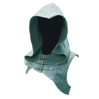 Adjustable Medieval Gothic Cowl Hat — Faux Leather Steampunk Hooded Cloak Cape for Men & Women Cosplay Accessory