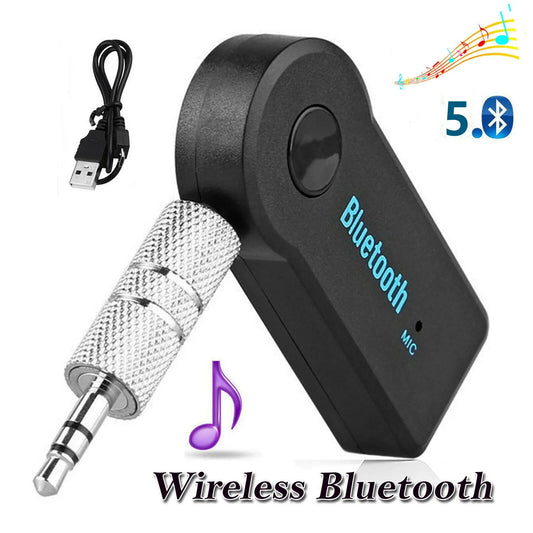 2-in-1 Wireless Bluetooth 5.0 Receiver Adapter – 3.5mm AUX Car & Headphone Audio Receiver with A2DP Hands-Free Music Streaming