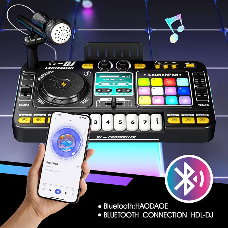 Kids DJ Mixer Controller Toy – Multifunctional Electronic Music Learning Game Birthday Gift