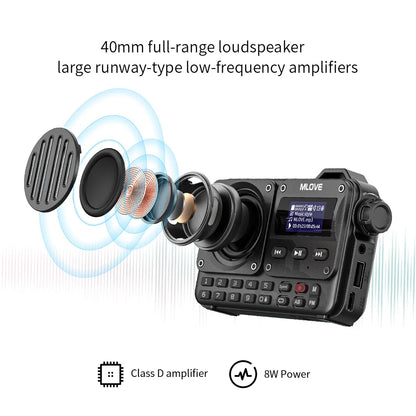 MLOVE BV800 Super-Portable Bluetooth Speaker - FM Radio, LCD Screen, Antenna, AUX Input, USB Disk, TF Card, MP3 Player