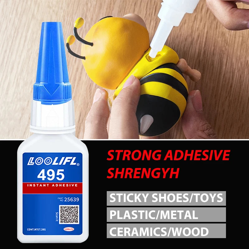 LOOLIFL 401 Super Glue 20g – Strong Multi-Purpose Adhesive for Glass, Wood, Ceramic, Metal, DIY Crafts, and Home Repairs