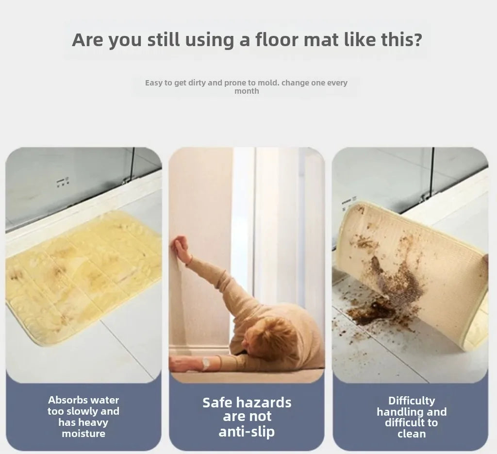 Diatom Mud Bathroom Floor Mat – Dirt-Resistant, Water-Absorbing, Non-Slip & Wear-Resistant for Bathtub & Sink