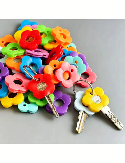 8-Piece Color-Coded Key Covers - Durable Key Protection Cases for Home, Office & Keychains