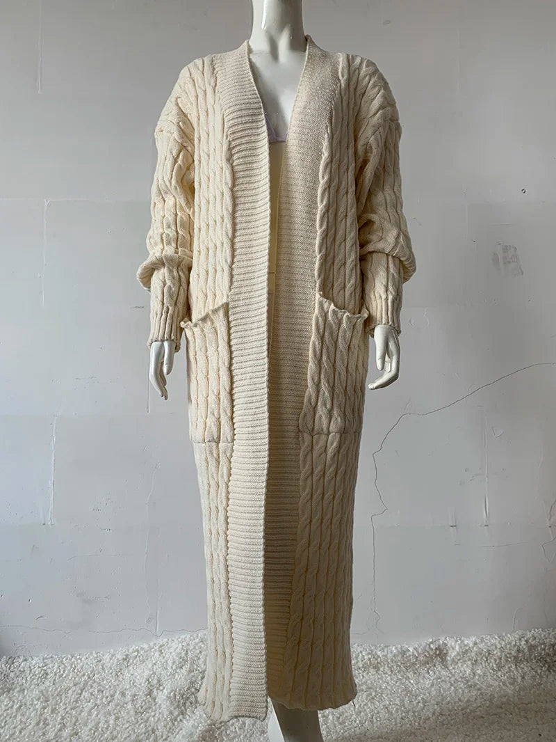 Women’s Yellow Knitted Cardigan – Long Sleeve Crochet Sweater Jacket for Autumn & Winter