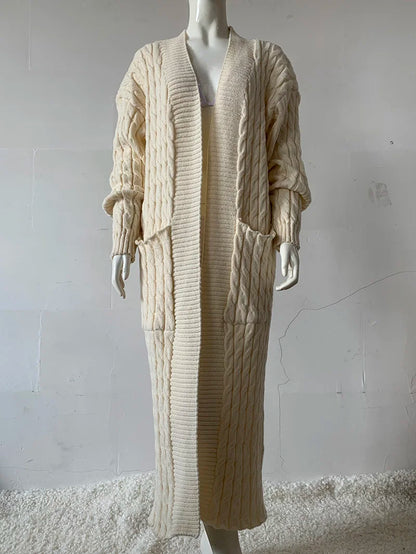 Women’s Yellow Knitted Cardigan – Long Sleeve Crochet Sweater Jacket for Autumn & Winter
