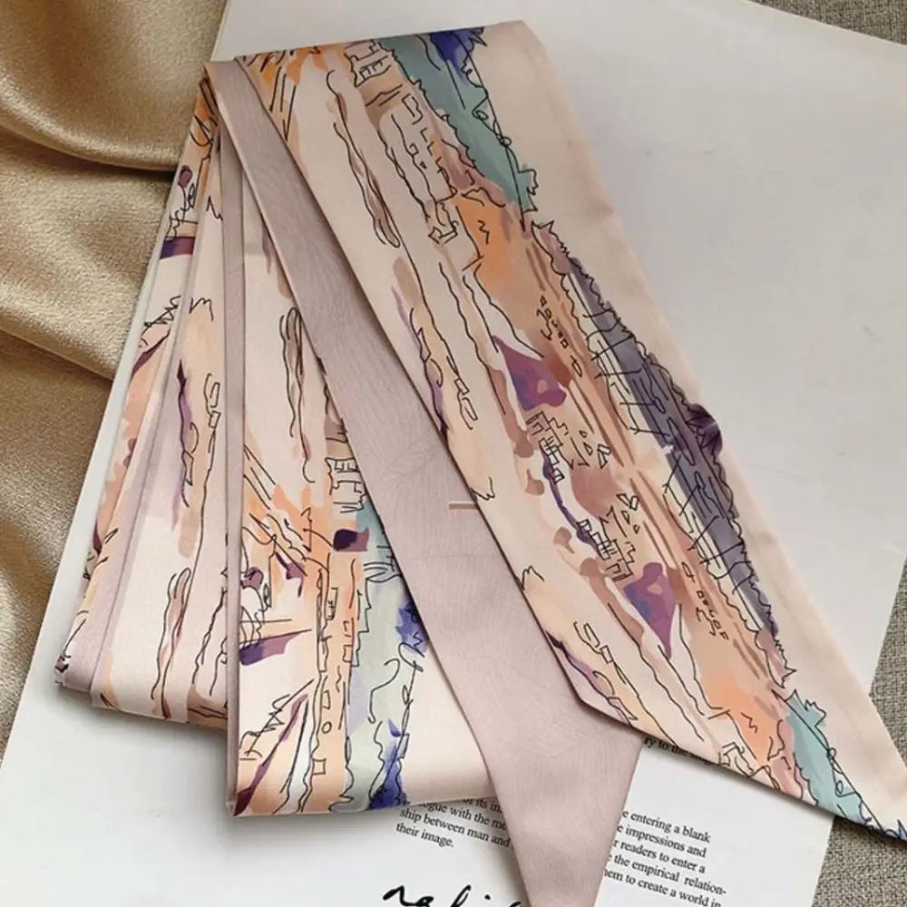 Fashion Ribbon Headband – New Floral Chinese Style Scarf, Oil Painting Floral Hair Bands for Women