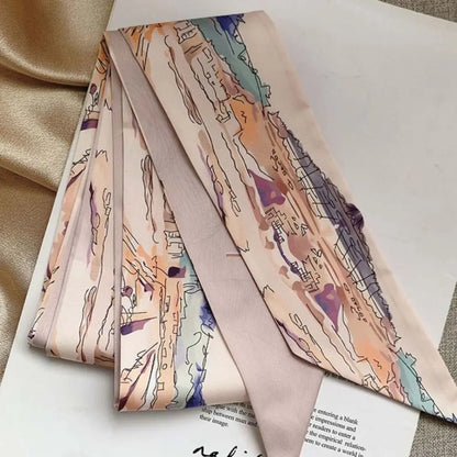 Fashion Ribbon Headband – New Floral Chinese Style Scarf, Oil Painting Floral Hair Bands for Women