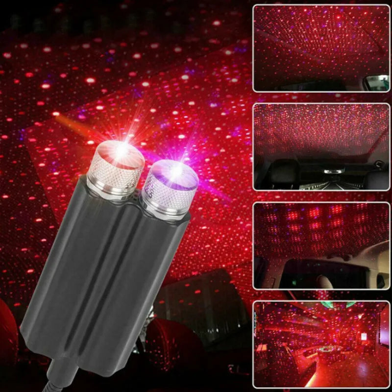 Car Interior USB LED Star Roof Light — Starry Galaxy Atmosphere Projector for Night, Party & Decoration