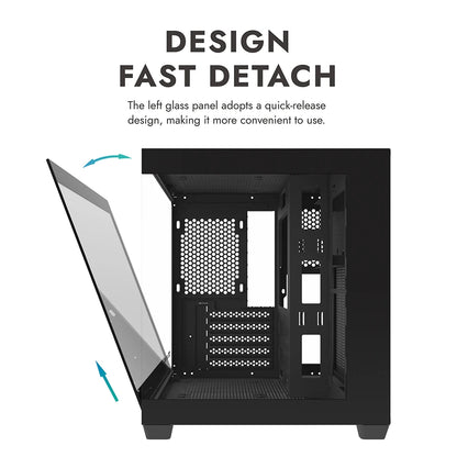 Aigo 275P Gaming PC Case — Sea View M-ATX/ITX Desktop with Double-Sided Tempered Glass