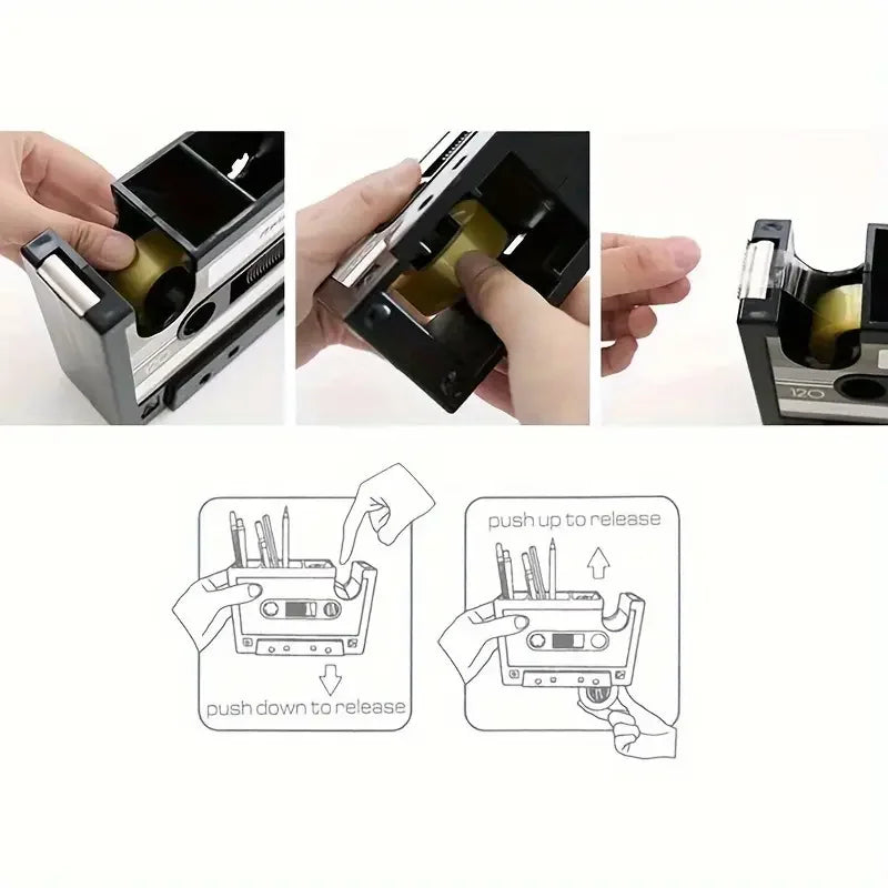 Miniso Retro Pop Tape Pen Holder – Multifunction Desktop Stationery Organizer Gift