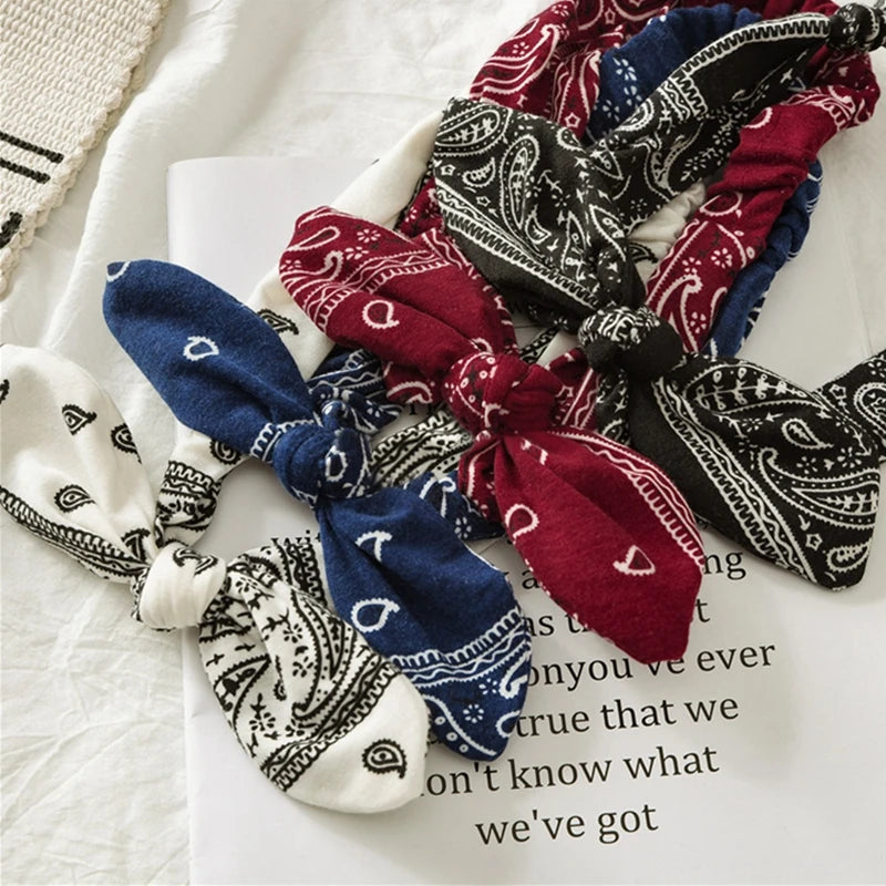 Vintage Boho Suede Headbands for Women – Soft Solid Print Cross Knot Elastic Hairbands & Bandanas for Girls