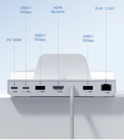 Hagibis 6-in-1 Universal Docking Station – 4K HDMI, 2.5G RJ45, 100W PD, RGB USB-C Hub for ROG Ally, Steam Deck & Switch OLED