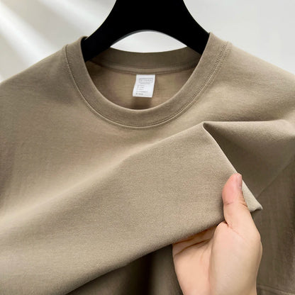 100% Pure Cotton Men’s Summer T-Shirt – High-End Short Sleeve Round Neck Breathable Fashion Top
