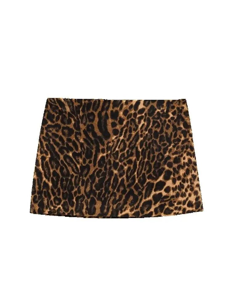 Women’s 2-Piece Leopard Print Skirt Suit – Long Sleeve Blazer Top & Mini Skirt Fashion Set