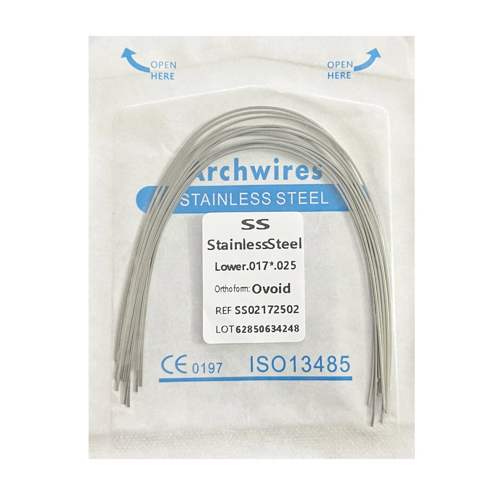 10PCS Dental Orthodontic Arch Wire Set - Stainless Steel Round & Rectangular Dentist Ovoid Form Material