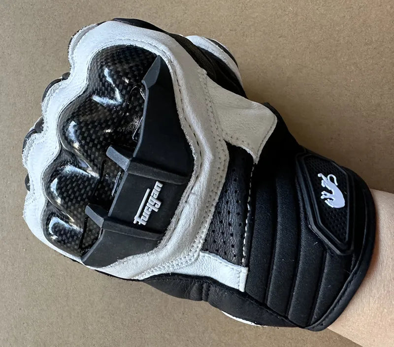 Motorcycle Gloves AFS6 AFS10 AFS18 - Leather Windproof Motocross Mittens with Touch Screen, Men's Protective Motorbike Gloves