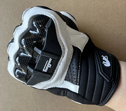 Motorcycle Gloves AFS6 AFS10 AFS18 - Leather Windproof Motocross Mittens with Touch Screen, Men's Protective Motorbike Gloves