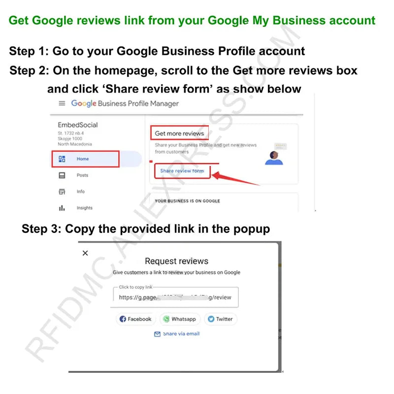 Instagram NFC Stand Display – Social Media APP Review Card for Google, Facebook & WhatsApp