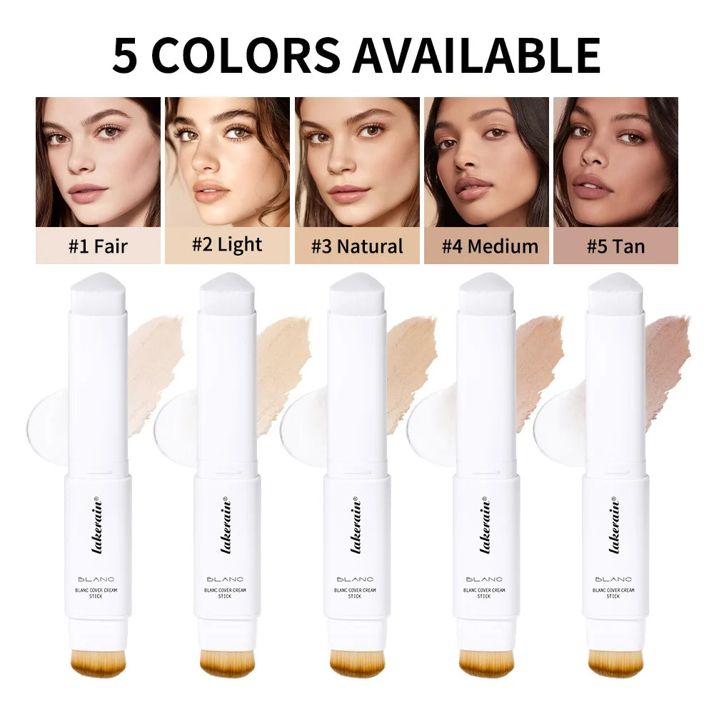 Color Changing Foundation Stick - Waterproof Dual-Ended High Coverage Makeup with Brush
