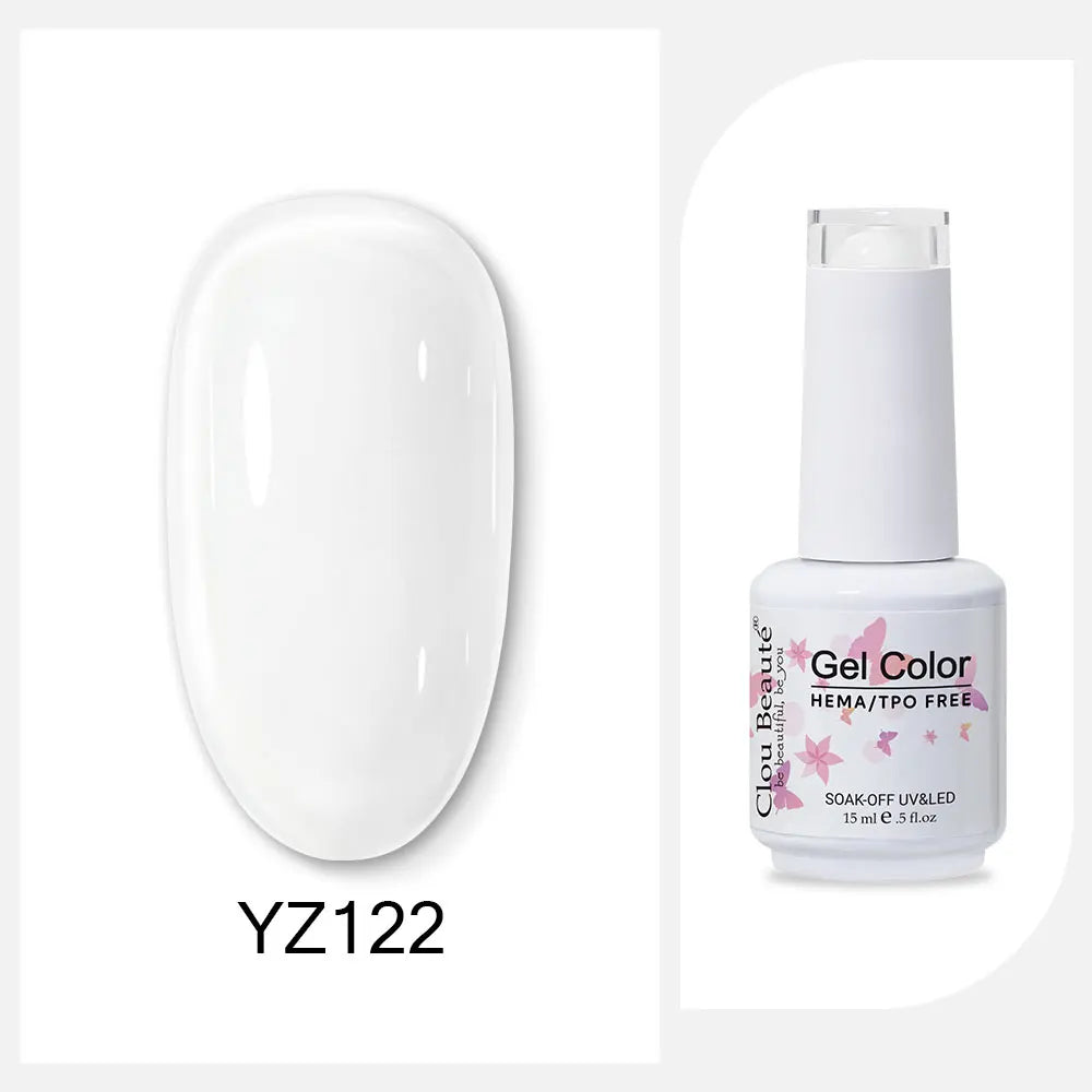Clou Beaute 15ml Gel Nail Polish Set – Red Black White Green Neon UV Soak-Off Semi-Permanent Nail Varnish Base & Velvet Top Coat