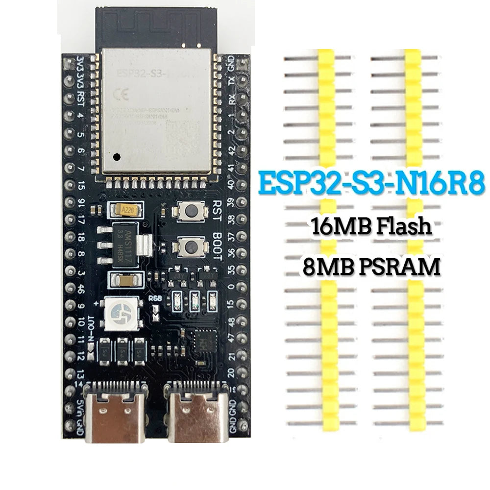 ESP32-S3 WROOM-1 Development Board - 44-Pin WiFi Bluetooth Module with 16MB Flash & 8MB PSRAM for Arduino IDE