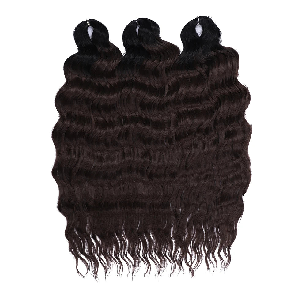 FASHION IDOL 24" Deep Wave Crochet Hair - 3-Piece Synthetic Water Wave Braiding Extensions, Ombre Rainbow Twist Hair