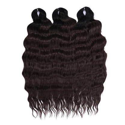 FASHION IDOL 24" Deep Wave Crochet Hair - 3-Piece Synthetic Water Wave Braiding Extensions, Ombre Rainbow Twist Hair
