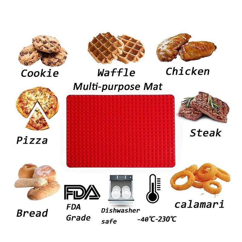Silicone Cooking Mat – Heat-Resistant Pyramid Baking Sheet for Pizza, BBQ, Grilling & Roasting