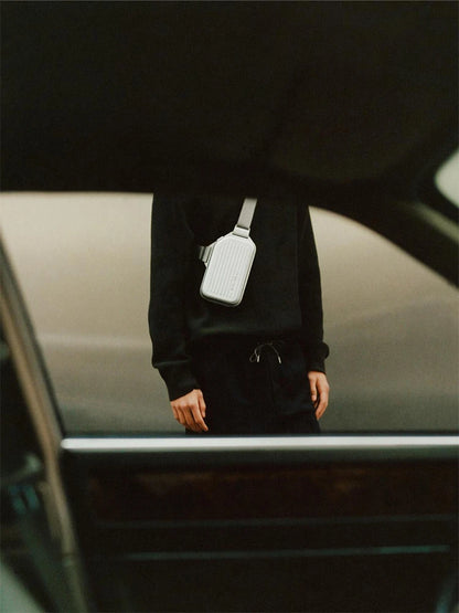 2025 RMWA Light Luxury Single-Shoulder Crossbody Bag — Vertical Aluminum-Magnesium Alloy Travel Bag, Silver Stylish Luggage