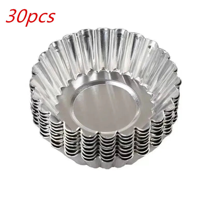 Non-Stick Egg Tart Mold Set (10/20/30PCS) – Durable Aluminum Baking Cups for Mini Tarts, Pies, Cupcakes & Muffins