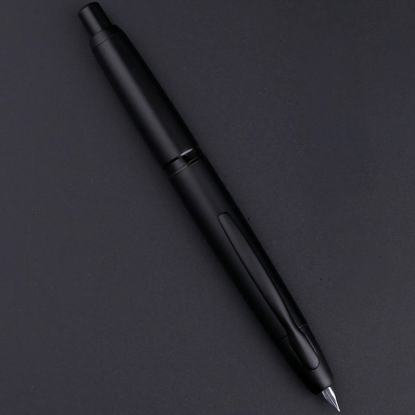 MAJOHN A1 Retractable Fountain Pen – EF 0.4mm Nib, Matte Black Metal Ink Pen with Converter, Ideal for Students and Gifts