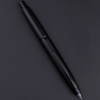 MAJOHN A1 Retractable Fountain Pen – EF 0.4mm Nib, Matte Black Metal Ink Pen with Converter, Ideal for Students and Gifts