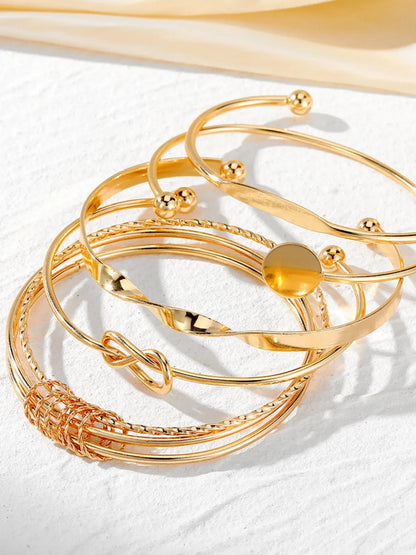 5Pcs IPARAM Punk Multilayer Adjustable Twist Bracelet Set for Women – Elegant Sparkling Bangles & Couple Gift Jewelry