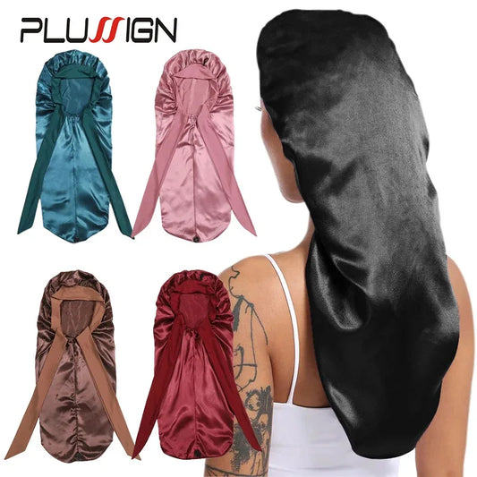 Extra-Large Satin Bonnet - Long Tie Sleep Cap for All Hair Types & Nighttime Hair Care