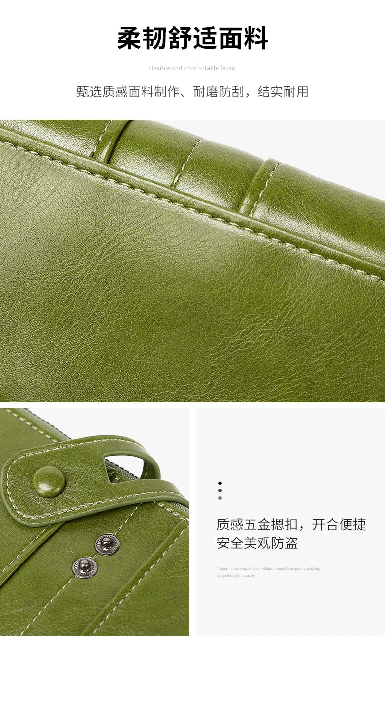 RFID Blocking Large Capacity Wallet – Soft Leather Solid Color Clutch, Multi-Functional Zipper Purse for Women & Men