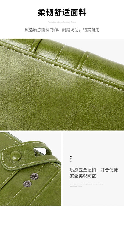RFID Blocking Large Capacity Wallet – Soft Leather Solid Color Clutch, Multi-Functional Zipper Purse for Women & Men