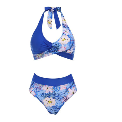 Floral Colour Block High Waist Bikini – Women's Two-Piece Swimsuit Teen Beachwear 2024 Trend