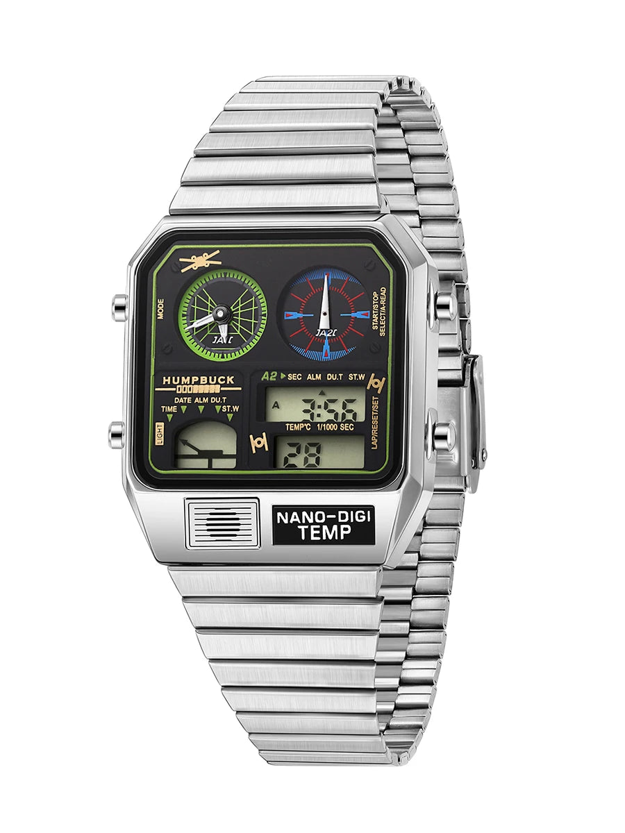 HUMPBUCK Digital Watch for Men – Classic Multifunctional Wristwatch with Temperature, Stopwatch, Dual Time & Calendar