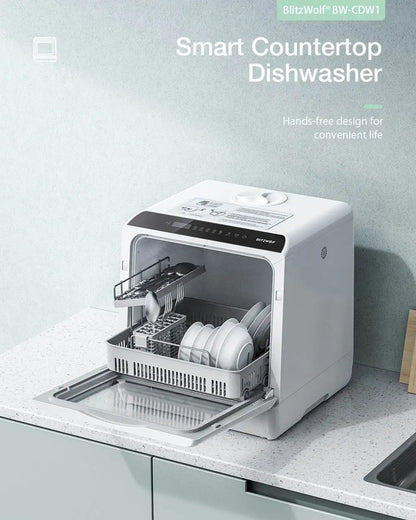 BlitzHome Smart Countertop Dishwasher – Portable Tabletop Dish Washer with APP Control for Kitchen