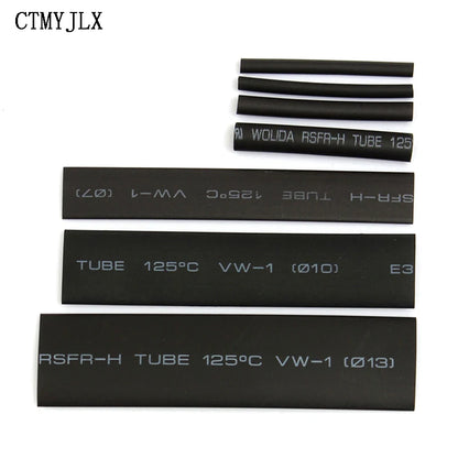 127PCS Thermoresistant Black Heat Shrink Tubing Kit - 2:1 Polyolefin Sleeving for Wire & Cable Protection